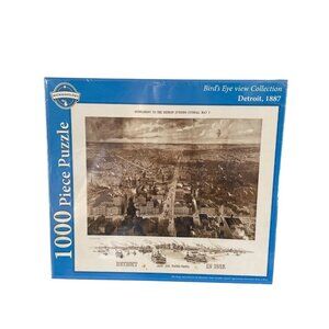 New & Sealed Michiganology 1,000 Piece Puzzle, Detroit 1887 City Bird's Eye View